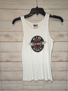 Vintage White Graphic Tank Top - Kid Rock Logo